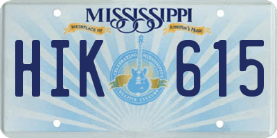MS license plate HIK615