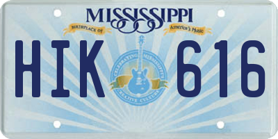 MS license plate HIK616