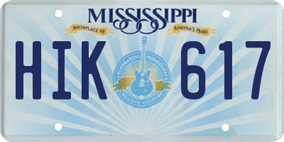 MS license plate HIK617