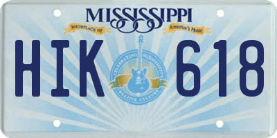 MS license plate HIK618