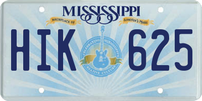 MS license plate HIK625