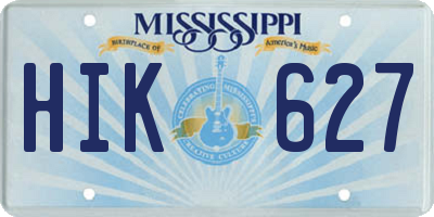 MS license plate HIK627