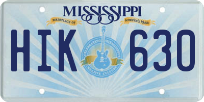 MS license plate HIK630