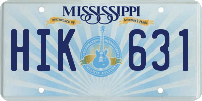 MS license plate HIK631