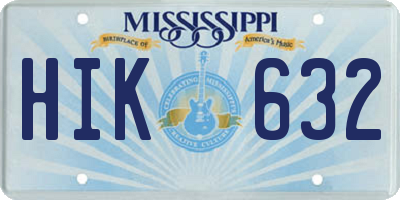 MS license plate HIK632