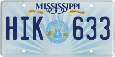 MS license plate HIK633