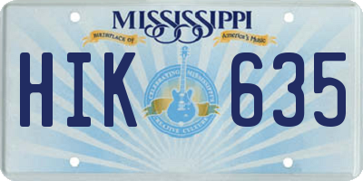MS license plate HIK635