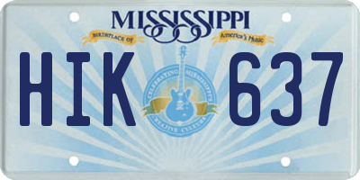 MS license plate HIK637