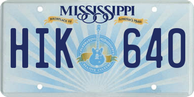 MS license plate HIK640