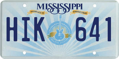 MS license plate HIK641