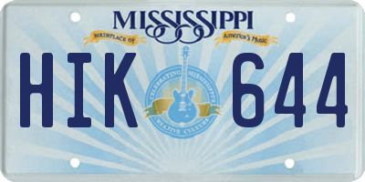 MS license plate HIK644