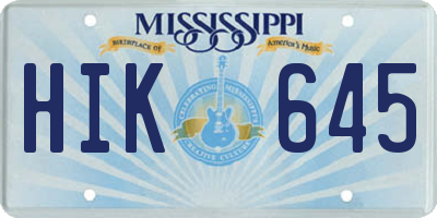 MS license plate HIK645