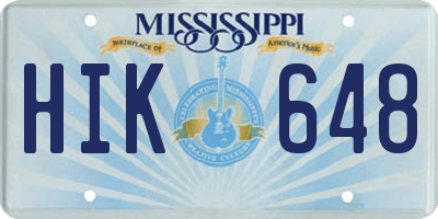 MS license plate HIK648