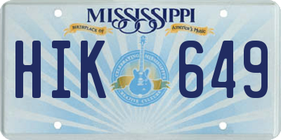 MS license plate HIK649