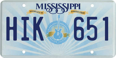 MS license plate HIK651