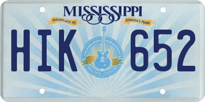 MS license plate HIK652