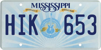 MS license plate HIK653
