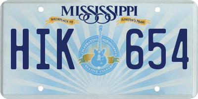 MS license plate HIK654