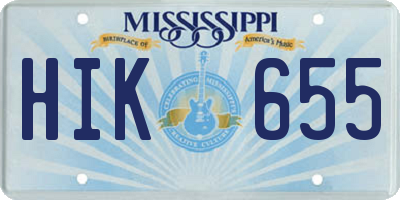 MS license plate HIK655
