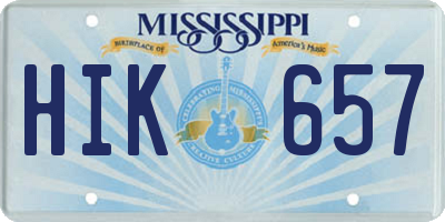 MS license plate HIK657