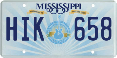 MS license plate HIK658