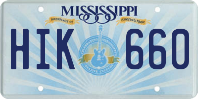 MS license plate HIK660