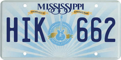 MS license plate HIK662
