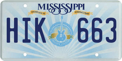 MS license plate HIK663
