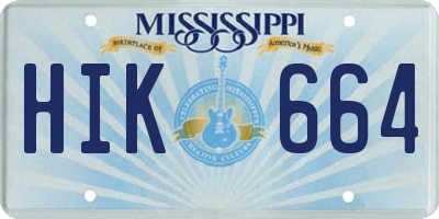 MS license plate HIK664