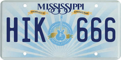 MS license plate HIK666