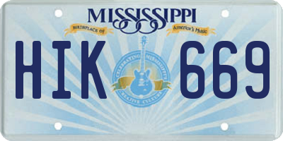 MS license plate HIK669