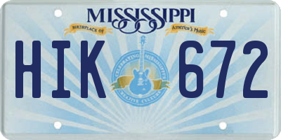 MS license plate HIK672