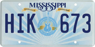 MS license plate HIK673