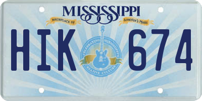 MS license plate HIK674
