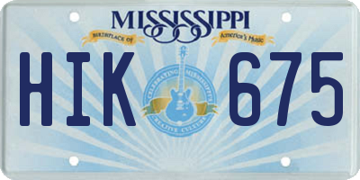 MS license plate HIK675