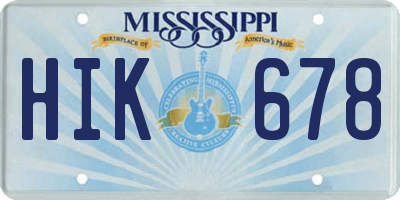 MS license plate HIK678