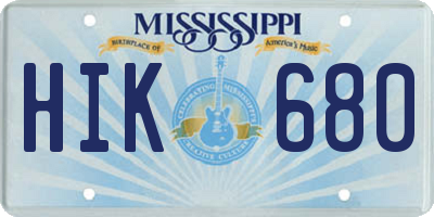 MS license plate HIK680