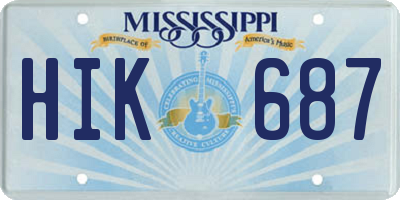 MS license plate HIK687