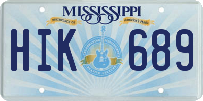MS license plate HIK689