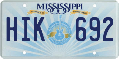 MS license plate HIK692