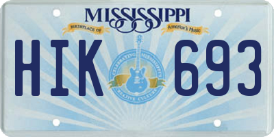 MS license plate HIK693