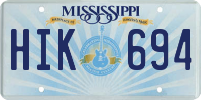 MS license plate HIK694
