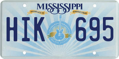 MS license plate HIK695