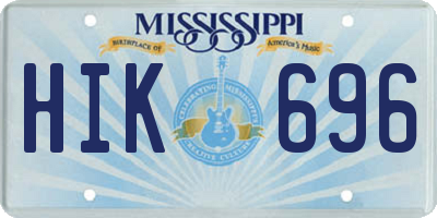 MS license plate HIK696
