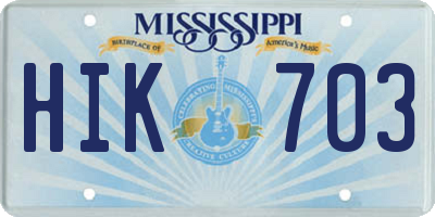 MS license plate HIK703