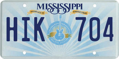 MS license plate HIK704