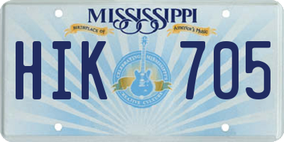 MS license plate HIK705