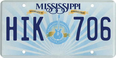 MS license plate HIK706