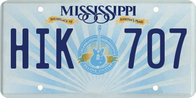 MS license plate HIK707