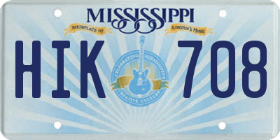 MS license plate HIK708